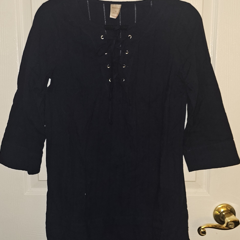 Merona Navy Lace-Up Top